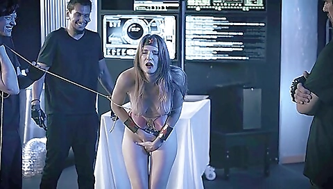 Blonde with huge titster fucks and cum